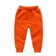 Wyobmus Toddler Baby Boys Girls Sweatpants Candy Color Solid Color Cozy Loungewear Casual Kids Sports Pants Orange